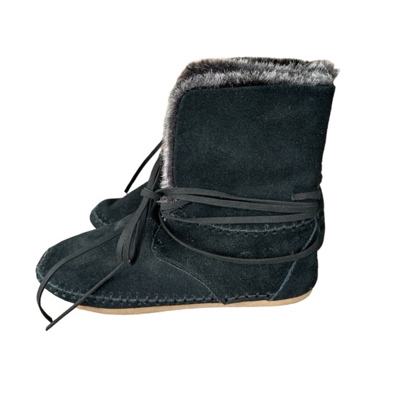 TOMS Women Ankle Boots 9049 ZAHARA, Shearling and Suede Moccasin Boots Size 9 - Picture 5 of 9